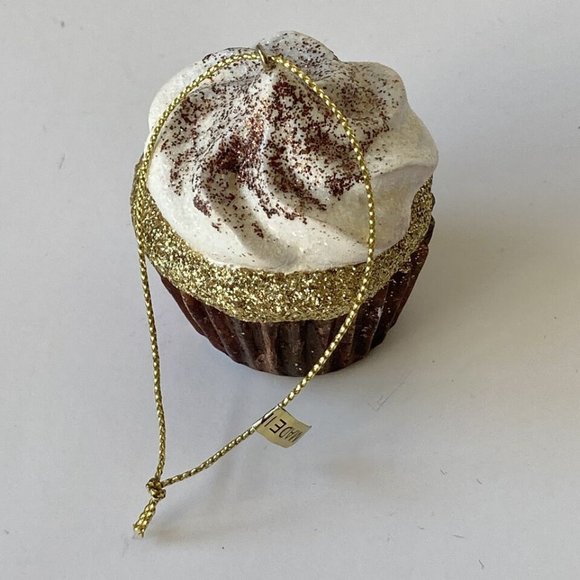Chocolate Cupcake Christmas Tree Ornament Glitter Sparkling Vanilla Frosting - Picture 5 of 11
